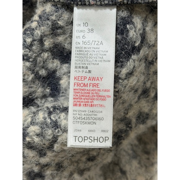 TOPSHOP Abigail Gray Boucle‎ Hooded Wool Blend Coat Size 6 Classic Warm Winter - Picture 6 of 7